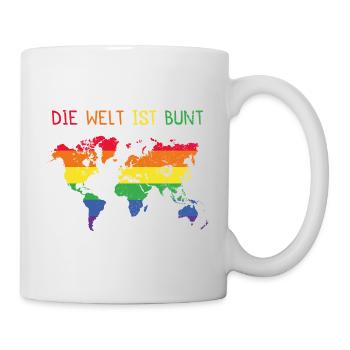 Die Welt ist Bunt LGBT Geschenk - Tasse - Weiß - Rechts