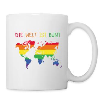 Die Welt ist Bunt LGBT Geschenk - Tasse - Weiß - Rechts