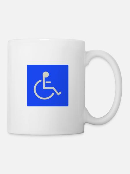 Panneau handicapé pour les utilisateurs de fauteuils roulants - Mug blanc - blanc