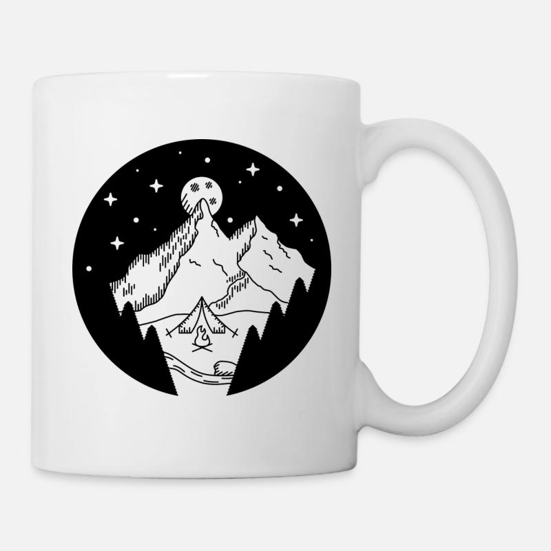 Cosy Mountain Campsite (Black) - Mug - white