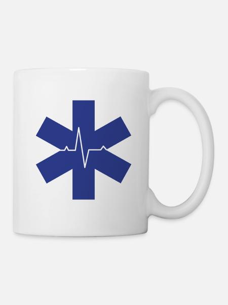 Logo de fréquence cardiaque ambulancier avec battement de coeur - Mug blanc - blanc