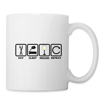 Riesling Wine T Shirt - Eat Sleep Repeat - Mug - white - Right