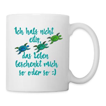 Schildkröte lustiger Spruch Meditation - Tasse - Weiß - Rechts