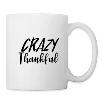 Verrückte dankbare Erntedank-Typografie - Tasse - Weiß - Rechts