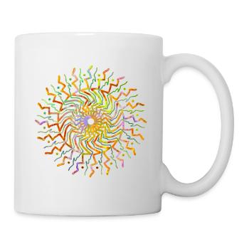 Mandala Yoga tribal Sonne strahlend gelb orange - Tasse - Weiß - Rechts