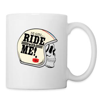 Ein cooles MotocrossTShirt für Reiter "Hi Girl - Tasse - Weiß - Rechts