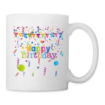 Zum Geburtstag Happy Birthday Party mit Konfetti - Tasse - Weiß - Rechts