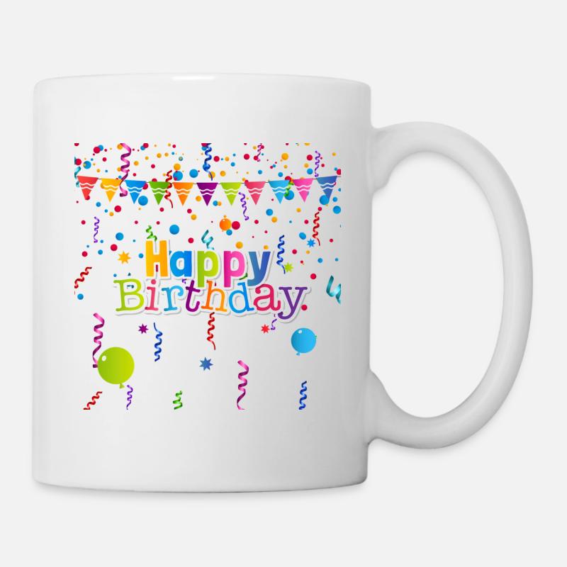 Joyeux anniversaire avec des confettis - Mug blanc - blanc