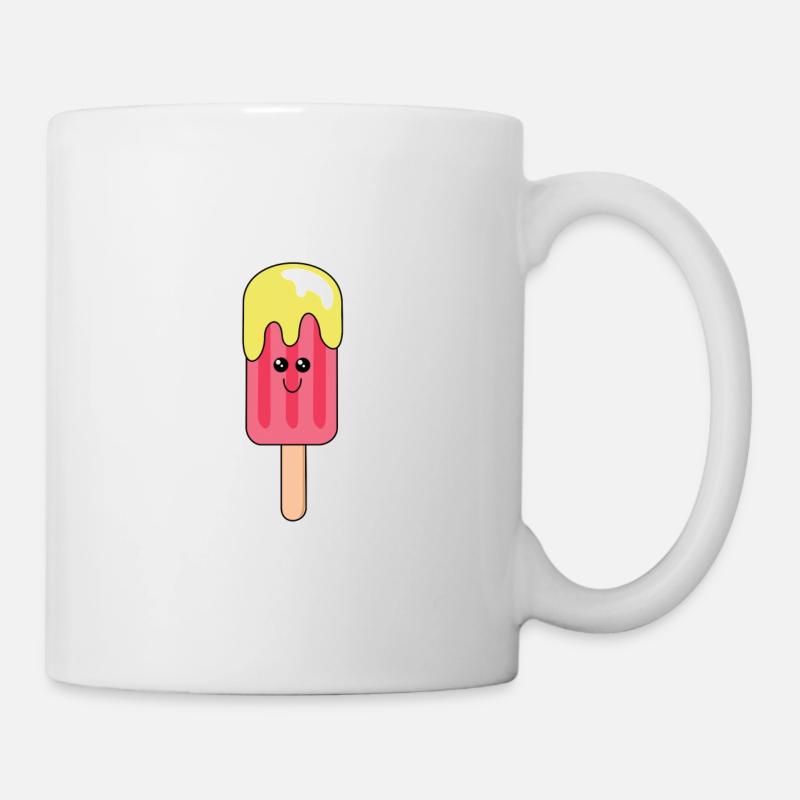 Glace d'eau | Mignon | Visage | Popsicles | rouge - Mug blanc - blanc