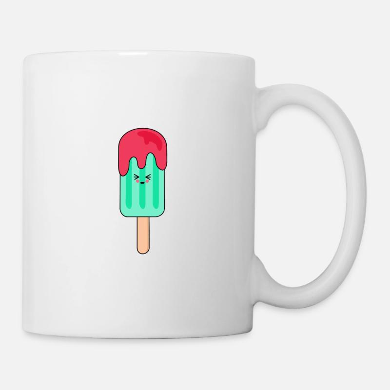 Glace d'eau | Mignon | eww | Visage | Popsicles | - Mug blanc - blanc