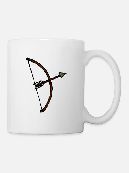 Pfeil und Bogen, Bogenschießen, Geschenkidee - Tasse - Weiß