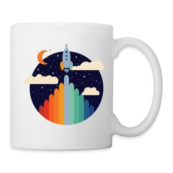 Rocket (Colorful Stripes, Circle) - Mug - white - Right