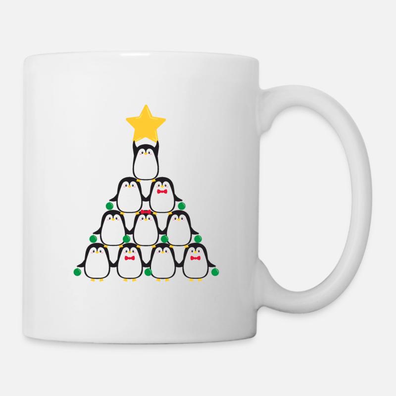 Pinguine Weihnachtsbaum - Tasse - Weiß