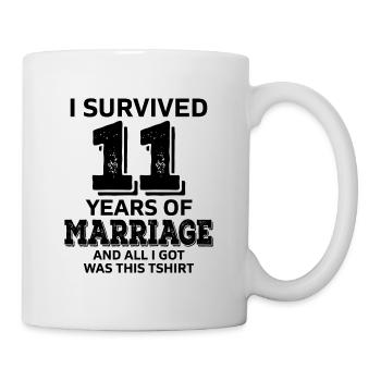 I survived 11 Years of Marriage Hochzeitstag - Tasse - Weiß - Rechts