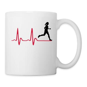 Running Woman, runner & heartbeat - Mug blanc - blanc - Droite