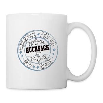 Weltenbummler Backpacker Globetrotter Reise Urlaub - Tasse - Weiß - Rechts