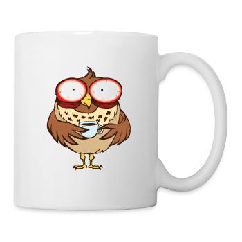Eule Kaffee Tee - Tasse - Weiß - Rechts