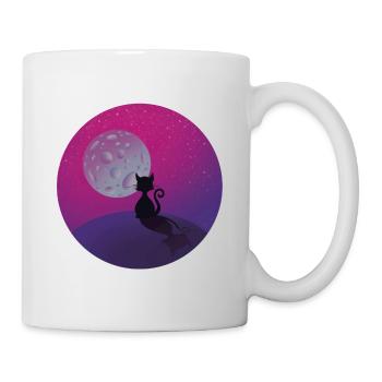 Katze und der Mond - Tasse - Weiß - Rechts