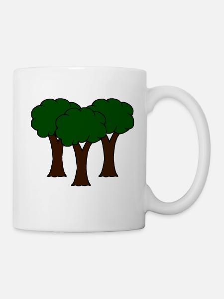 Bäume, Wald, Comic-Style - Tasse - Weiß