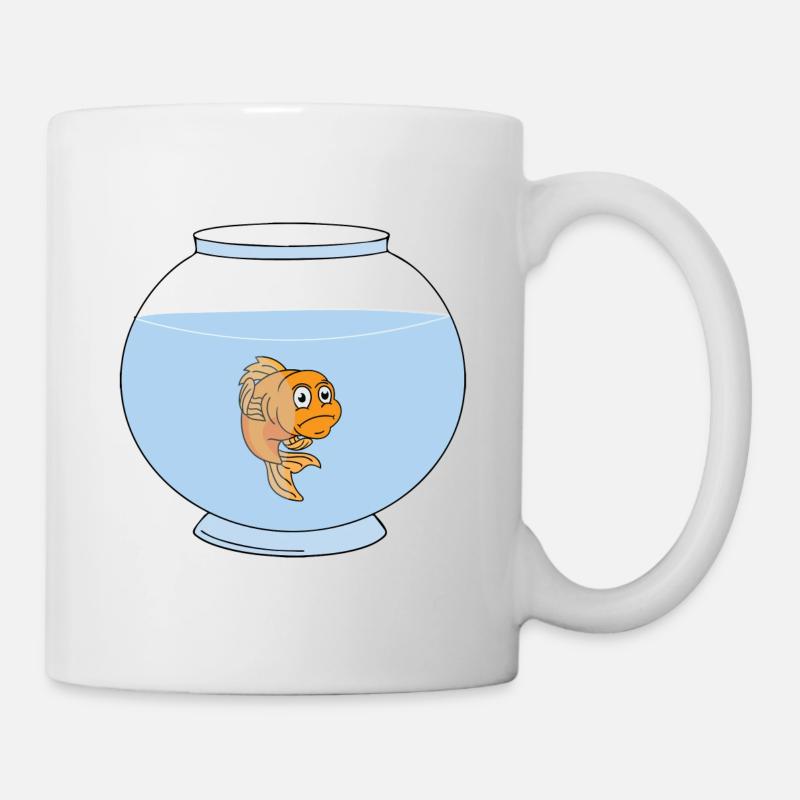 Goldfisch im Goldfischglas - Tasse - Weiß