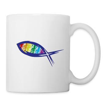 Jesus-Fisch - Chrétien - Arc-en-ciel - Mug blanc - blanc - Droite