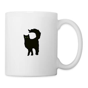 Schwarze Katze, Kater, Cartoon, Geschenk - Tasse - Weiß - Rechts