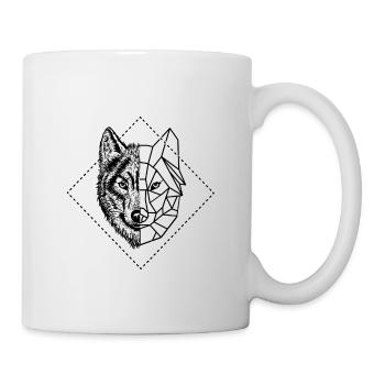 Wolf. Geometrisch. Abstrakt. - Tasse - Weiß - Rechts