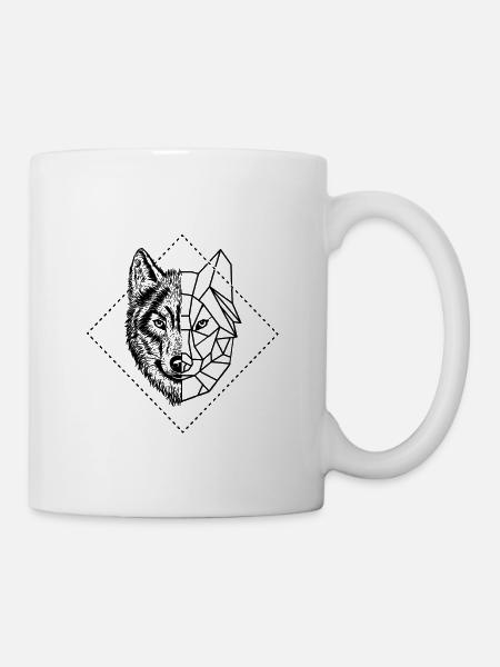 Loup. Géométriquement. Résumé. - Mug blanc - blanc
