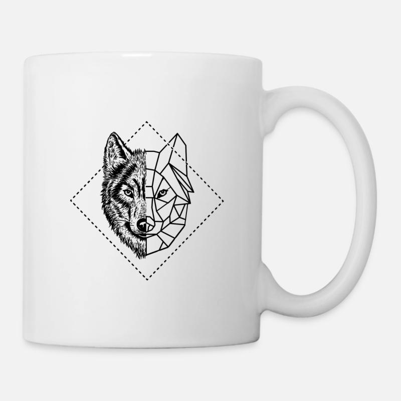 Loup. Géométriquement. Résumé. - Mug blanc - blanc