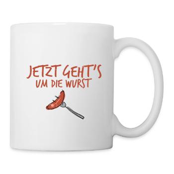 Um die Wurst. - Tasse - Weiß - Rechts