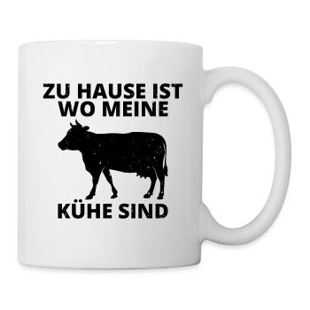 Zu Hause ist wo meine Kühe sind Bauer Geschenk - Tasse - Weiß - Rechts