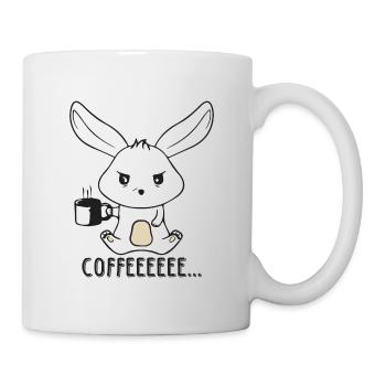 Angry and sleepy coffee rabbit - Mug - white - Right