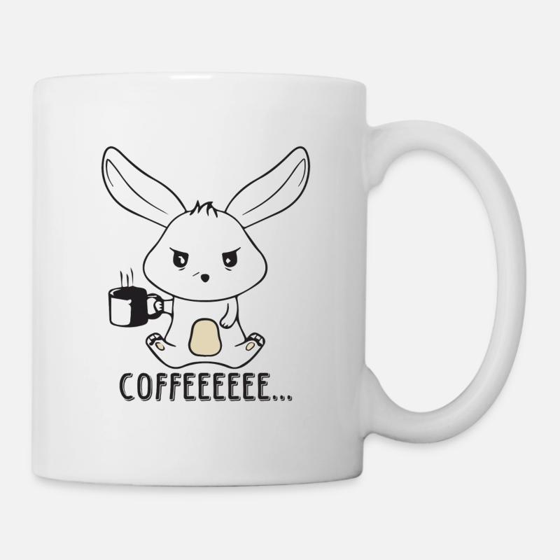 Lapin de café en colère et endormi - Mug blanc - blanc