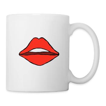 bouche rouge cadeau lèvres baiser langue dents style - Mug blanc - blanc - Droite