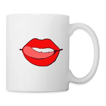 red mouth gift lips kiss tongue teeth lips - Mug - white - Right