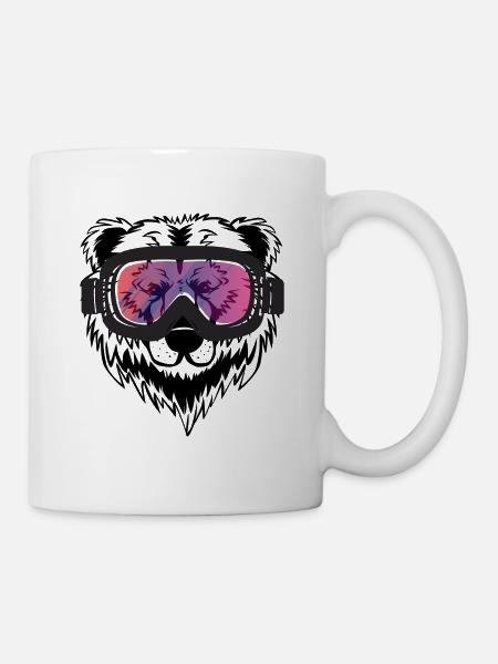 Ski Skifahren Skifahrer Baer Geschenk - Tasse - Weiß