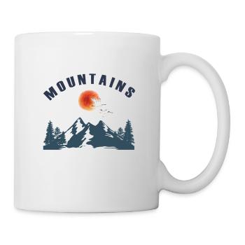 Montagnes Nature Montagnes avec soleil et oiseaux - Mug blanc - blanc - Droite