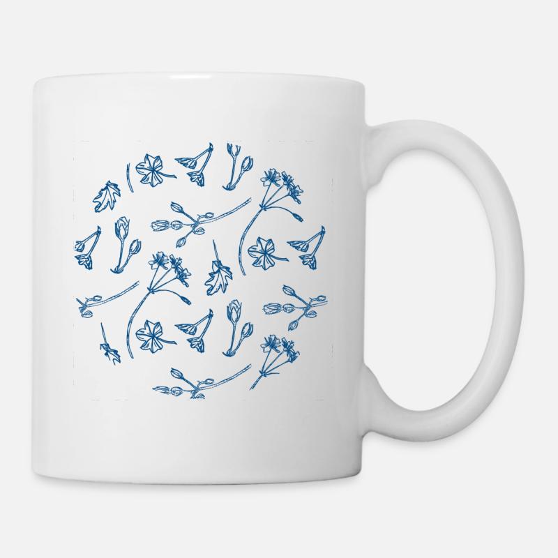 Vintage retro flowers blue classic - Mug - white