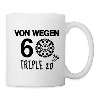 Von wegen 60 - Dart Geschenk Geburtstag sechziger - Tasse - Weiß - Rechts