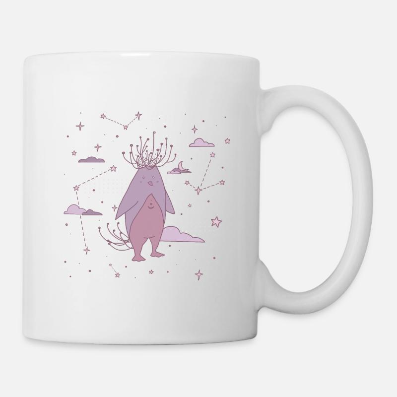 Pingouin violet entre les étoiles - Mug blanc - blanc
