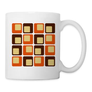 70er Jahre Retro quadratische Formen Muster - Tasse - Weiß - Rechts
