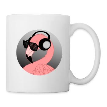 Flamingo with sunglasses and headphones - Mug - white - Right