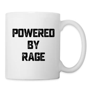 Powered by Rage Motivation Geschenk - Tasse - Weiß - Rechts