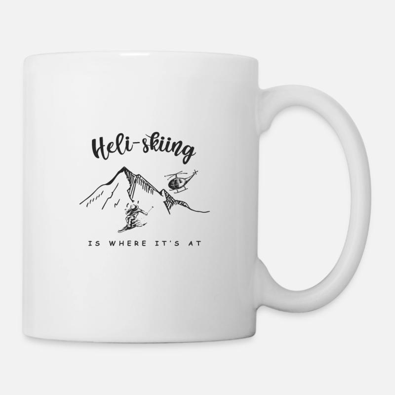 Heli-skiing, Funny Extreme Skiing, Helicopter, ski - Mug - white