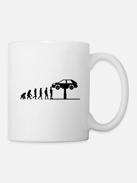 Evoution Entwicklung Mechaniker Werkstatt Geschenk - Tasse - Weiß