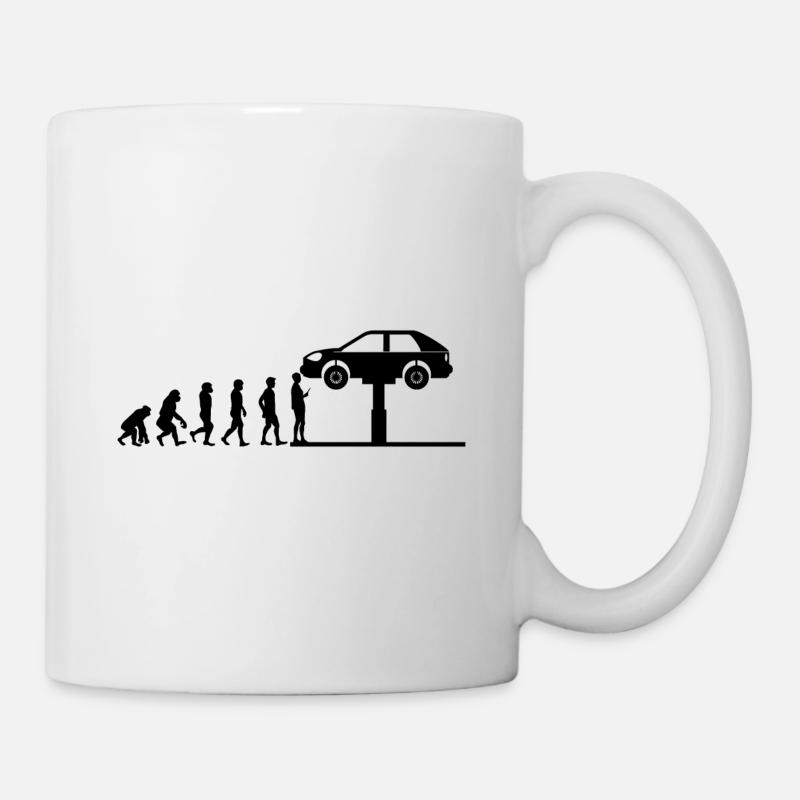 Evoution Entwicklung Mechaniker Werkstatt Geschenk - Tasse - Weiß