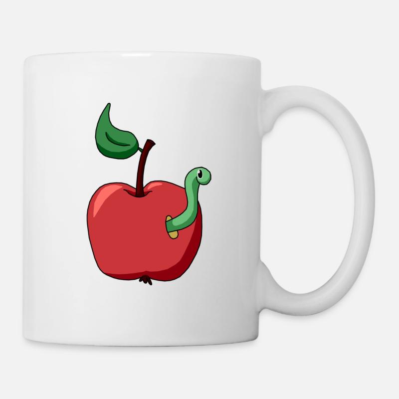 Apfel und Wurm - Tasse - Weiß