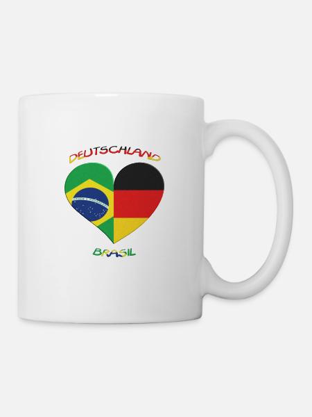 Flaggenherz Brasil Deutschland - Tasse - Weiß