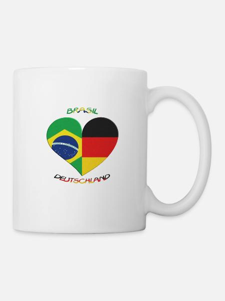Flaggenherz Brasilien Deutschland - Tasse - Weiß