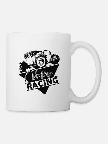 Voiture ancienne. Ancien. Courses. - Mug blanc - blanc